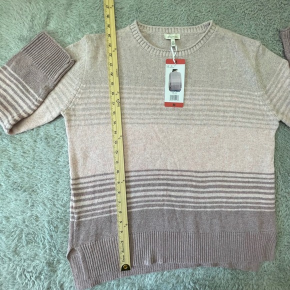 Ella Moss‎ Womens Medium M Striped Sweater Crew Neck Long Sleeve Pink - Picture 7 of 10